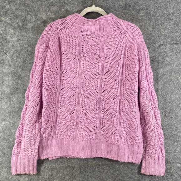 J. Crew Sweater Small Pink Pointelle Alpaca Knit Mock Neck Long Sleeve - Picture 3 of 10